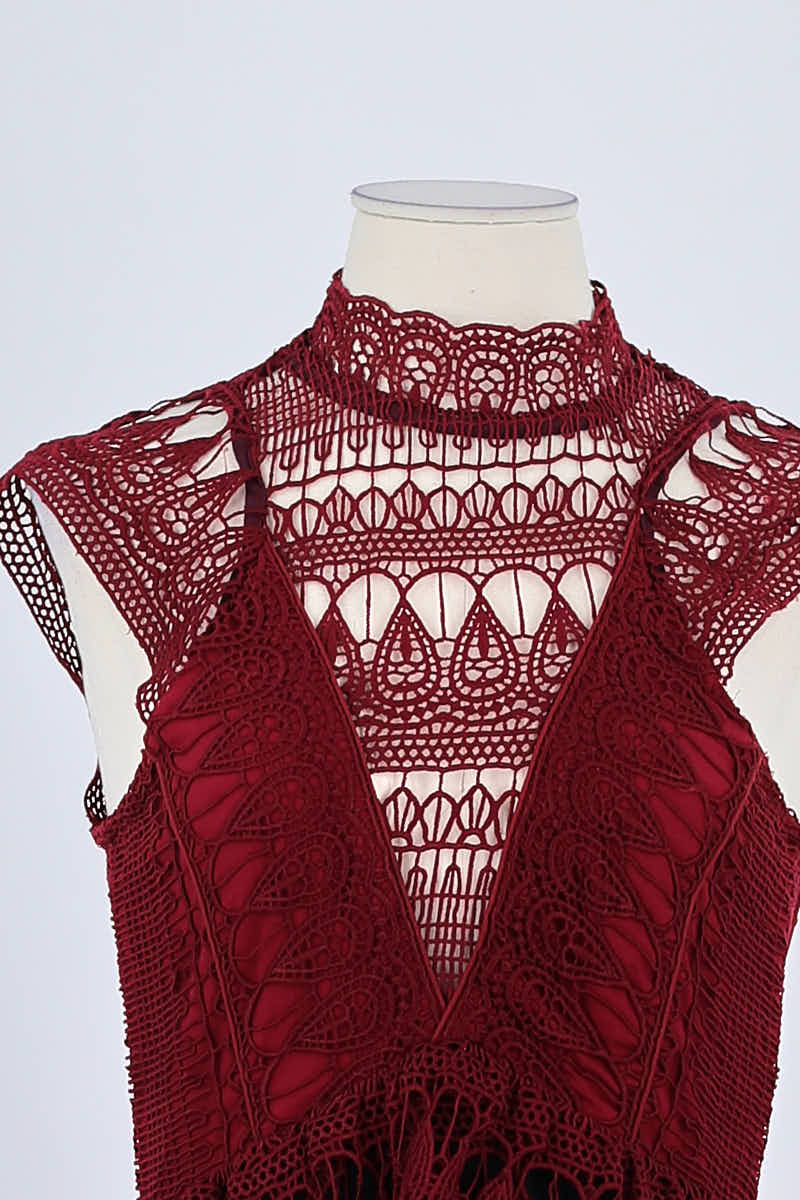 Robe Self-Portrait Bordeaux en Coton