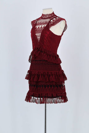 Robe Self-Portrait Bordeaux en Coton