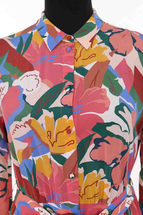 Robe Sézane Delphina imprimé fleurs naives Multicolore en Soie