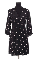 Robe Sézane Elsa print gros pois Noir en Soie, taille S - Seconde Main