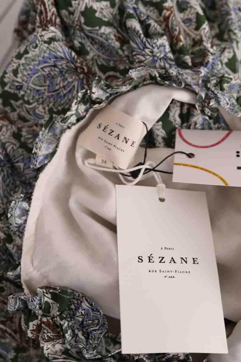 Robe Sézane Josia imprime jaidhpur Kaki en Coton