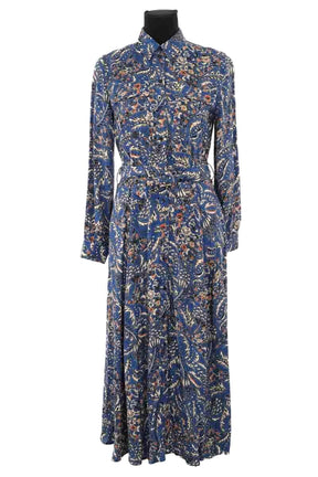 Robe Sézane Lauretta imprime ranch Bleu en Viscose, taille XS - Seconde Main