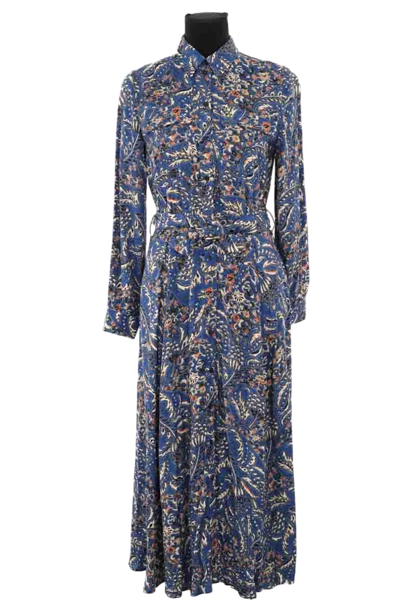 Robe Sézane Lauretta imprime ranch Bleu en Viscose, taille XS - Seconde Main