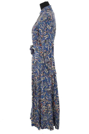 Robe Sézane Lauretta imprime ranch Bleu en Viscose