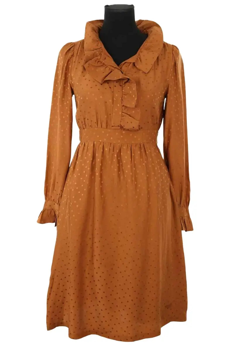 Robe Sézane Luba Camel en Soie, taille S - Seconde Main