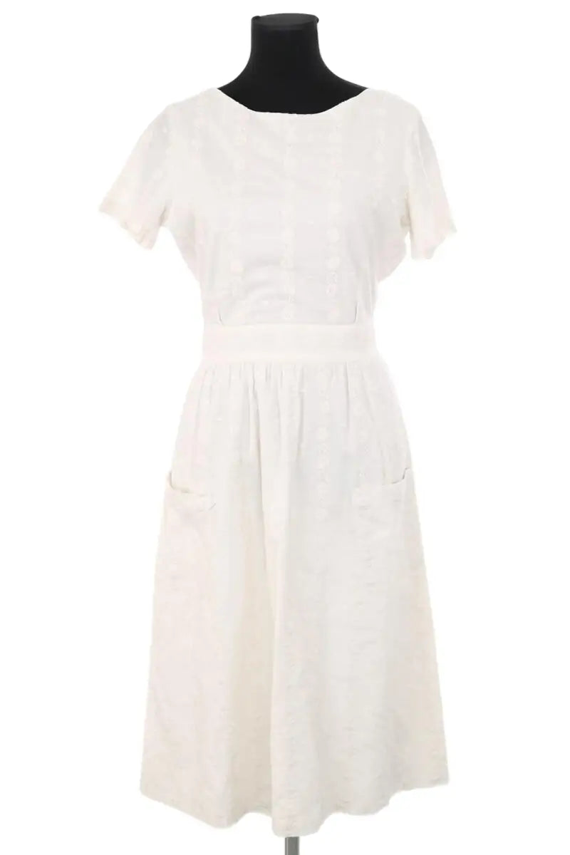 Robe Sézane Odalie Ecru en Coton, taille S - Seconde Main