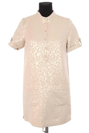 Robe Sézane Zoe leopard dore Doré en Coton, taille XS - Seconde Main