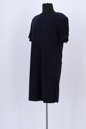 Robe Yves Salomon Bleu en Cuir
