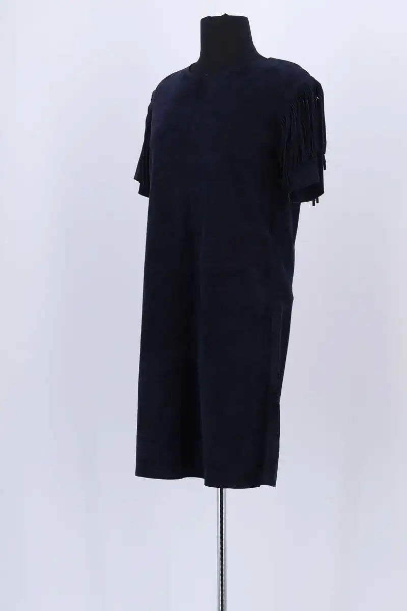 Robe Yves Salomon Bleu en Cuir