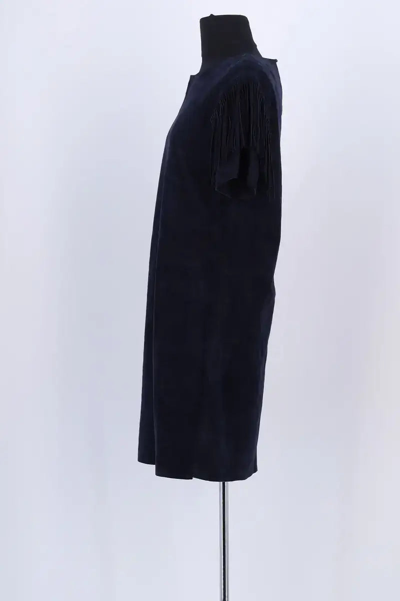 Robe Yves Salomon Bleu en Cuir