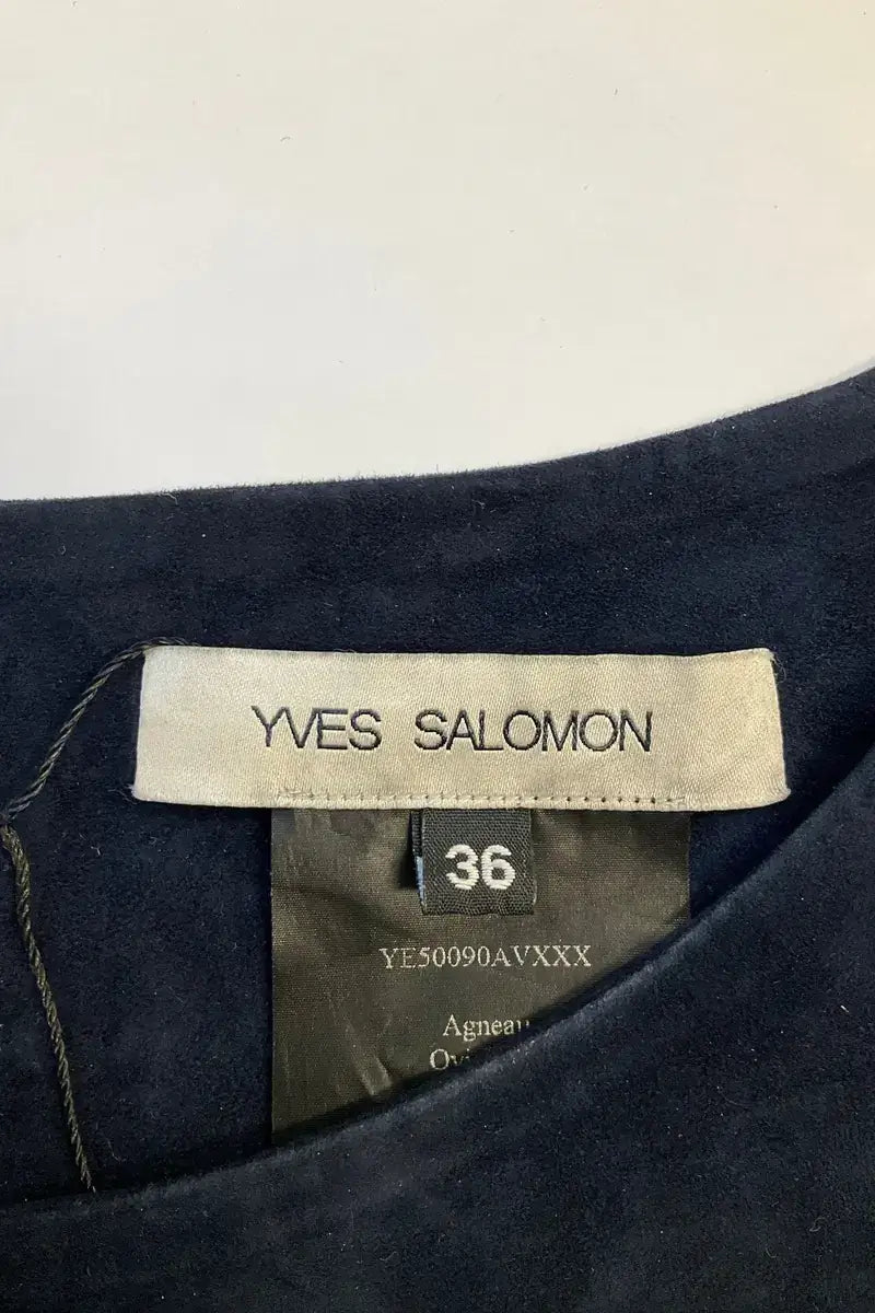 Robe Yves Salomon Bleu en Cuir