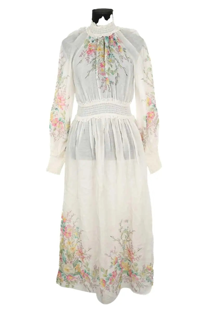 Robe Zimmermann Blanc en Lin, taille S - Seconde Main