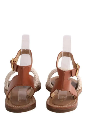 Mules Celine Lympia en toile triomphe Marron en Cuir