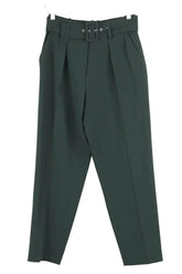 Pantalon droit Claudie Pierlot Vert en Synthétique, taille S - Seconde Main