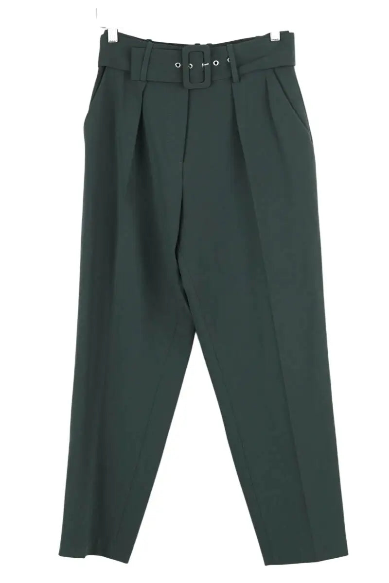Pantalon droit Claudie Pierlot Vert en Synthétique, taille S - Seconde Main