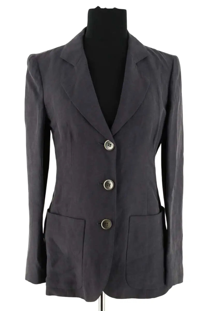 Blazer Emporio Armani Anthracite en Coton, taille S - Seconde Main