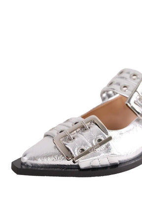 Mules Ganni Argent en Cuir