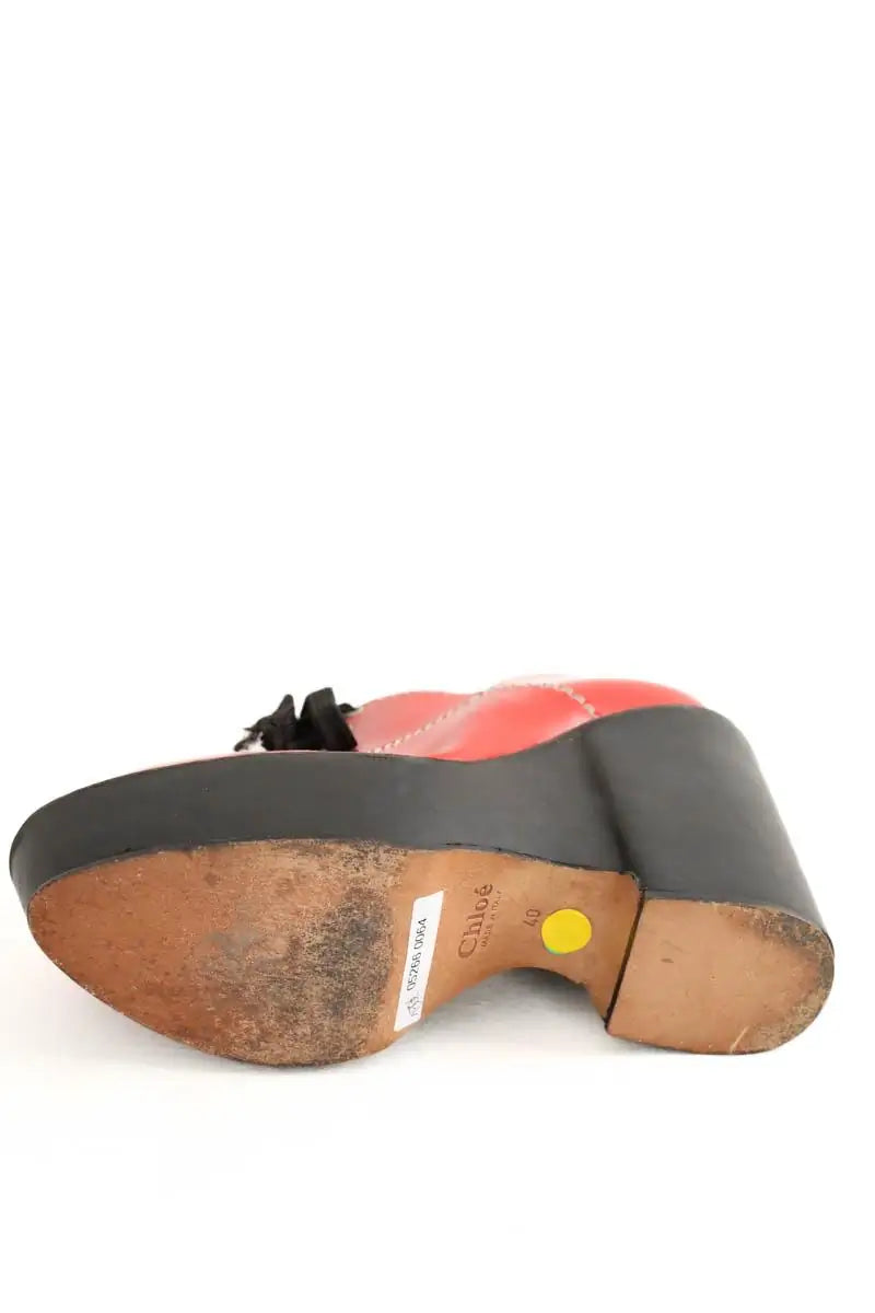 Sabots Chloé Rouge en Cuir