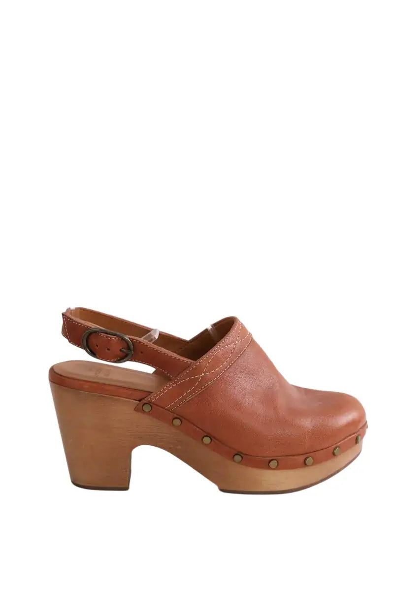 Sabots Sézane Camel en Cuir, taille 37 - Seconde Main