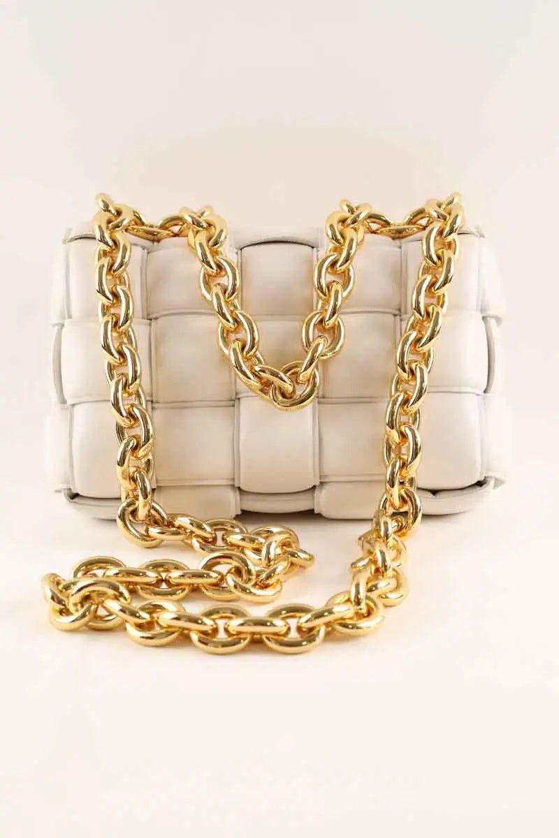 Sac à bandoulière Bottega Veneta Chain Cassette Blanc en Cuir
