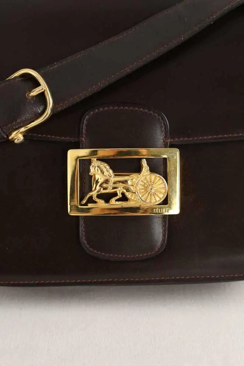 Sac à bandoulière Celine Triomphe Vintage Marron en Cuir verni