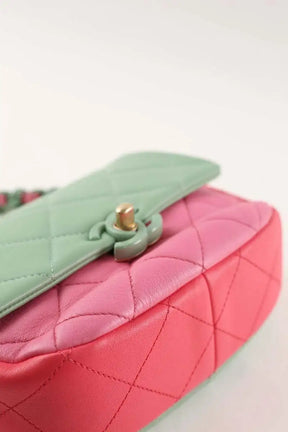 Sac à bandoulière Chanel Turquoise en Cuir