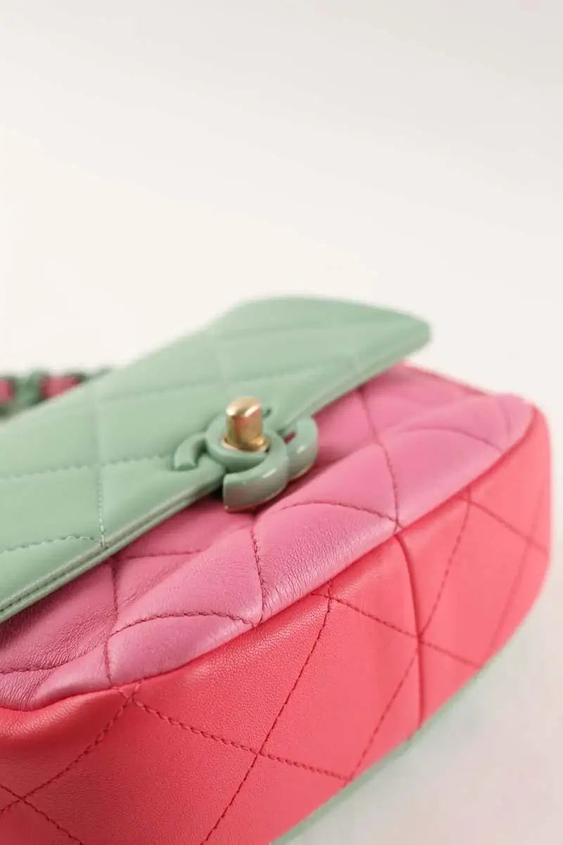 Sac à bandoulière Chanel Turquoise en Cuir