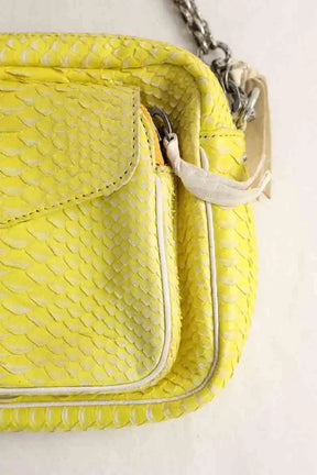 Sac à bandoulière Claris Virot Jaune en Cuir