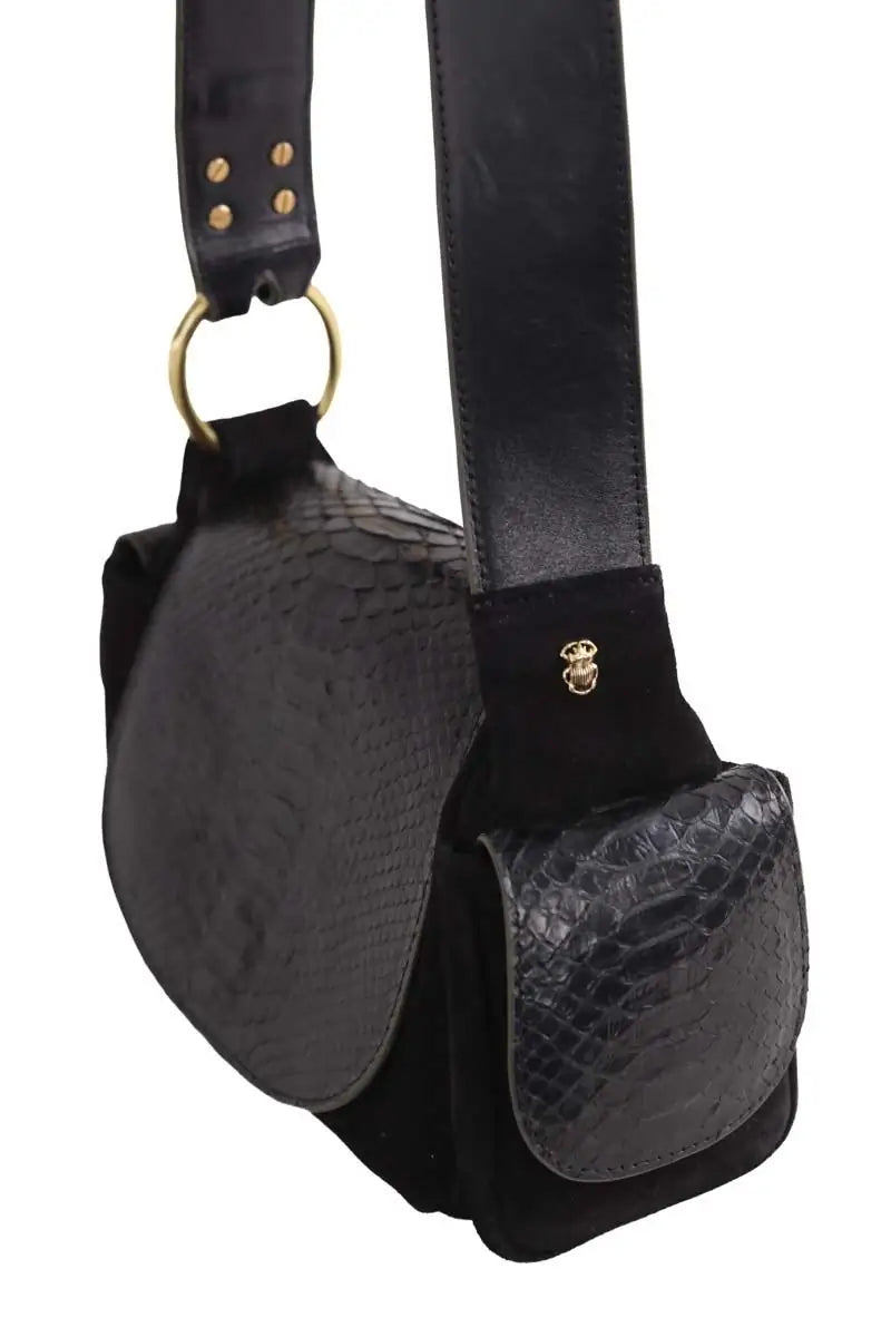 Sac à bandoulière Claris Virot Noir en Daim