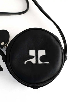 Sac à bandoulière Courrèges Réédition new circle Noir en Cuir