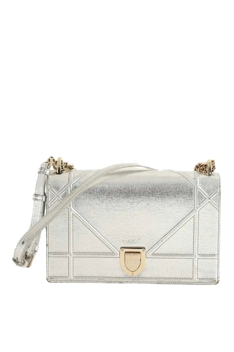 Sac à bandoulière Dior Sac diorama  Argent en Cuir - Seconde Main