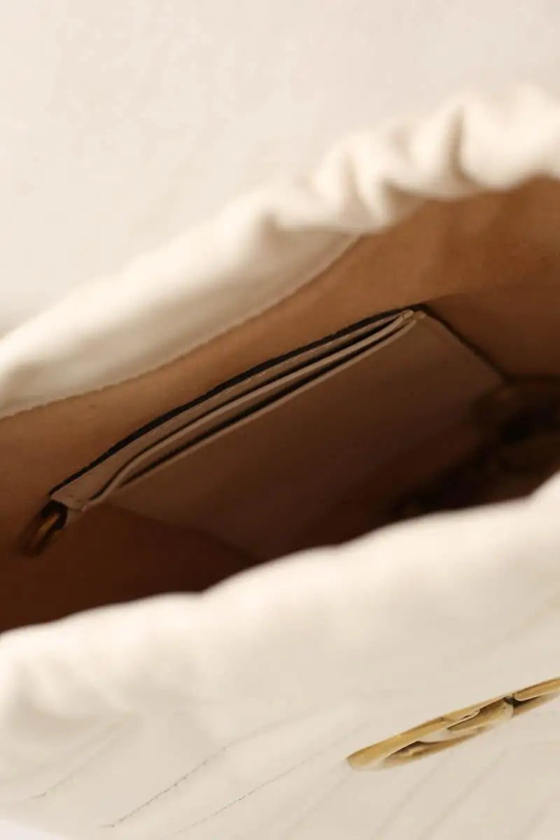 Sac à bandoulière Gucci Seau GG Marmont Ecru en Cuir