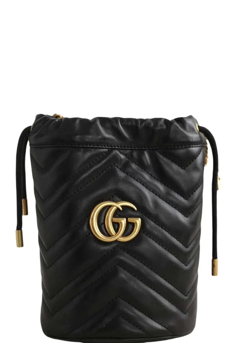 Sac à bandoulière Gucci Seau GG Marmont Noir en Cuir - Seconde Main