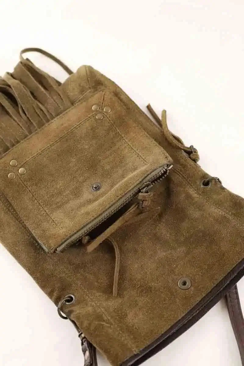 Sac à bandoulière Jérôme Dreyfuss Kaki en Daim