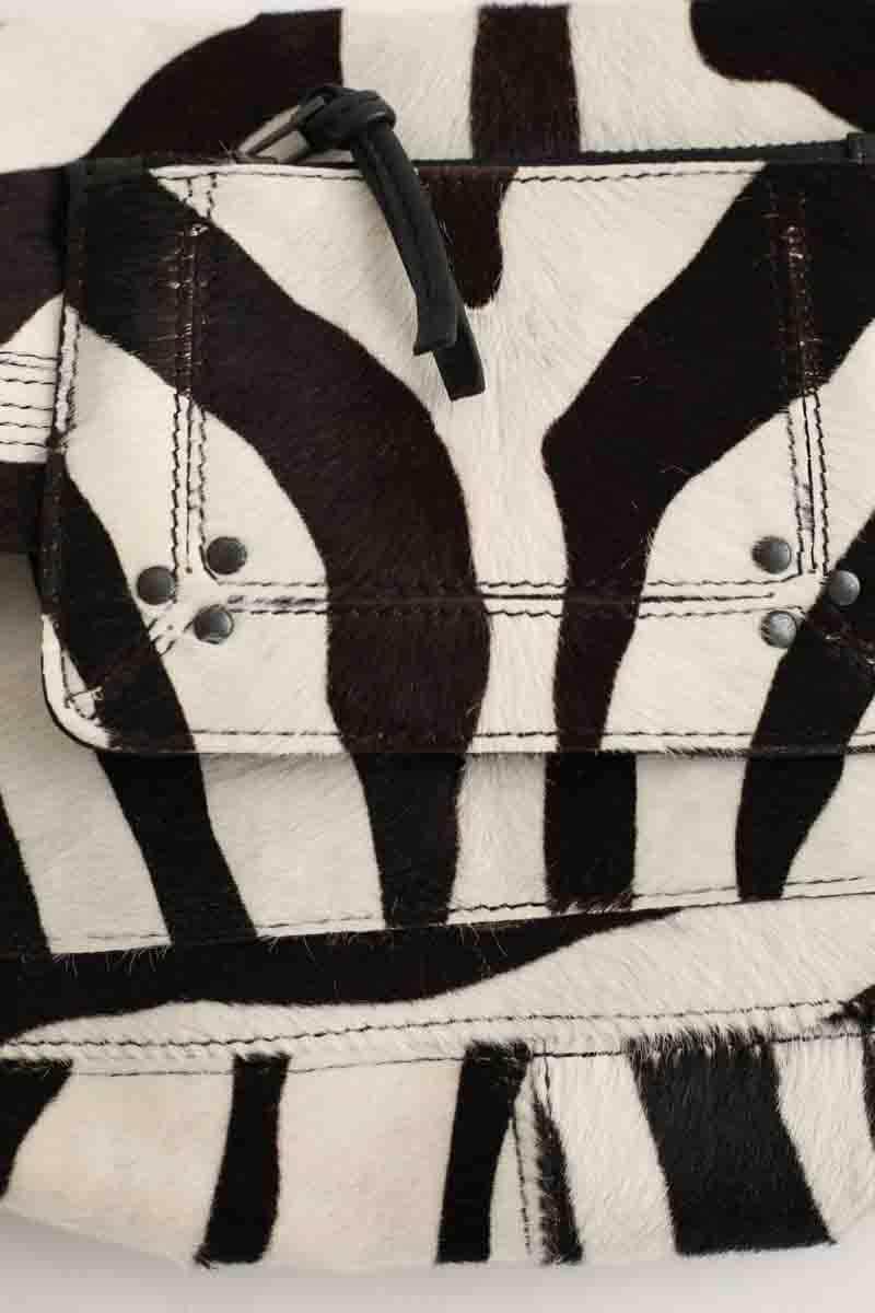 Sac à bandoulière Jérôme Dreyfuss Lulu imprimé zèbre Blanc en Cuir