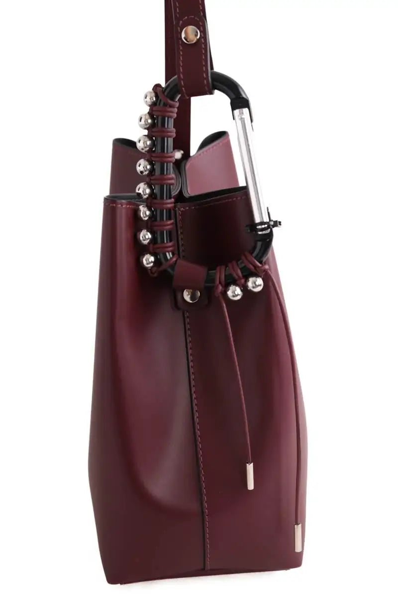 Sac à bandoulière Kitesy Martin Studio Le Sac seau Bordeaux en Cuir