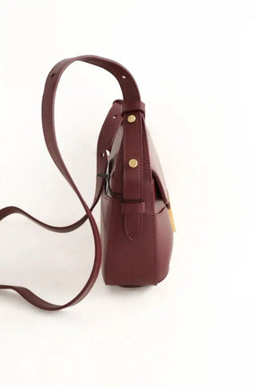 Sac à bandoulière Léo et Violette Nova mini Bordeaux en Cuir