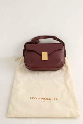 Sac à bandoulière Léo et Violette Nova mini Bordeaux en Cuir