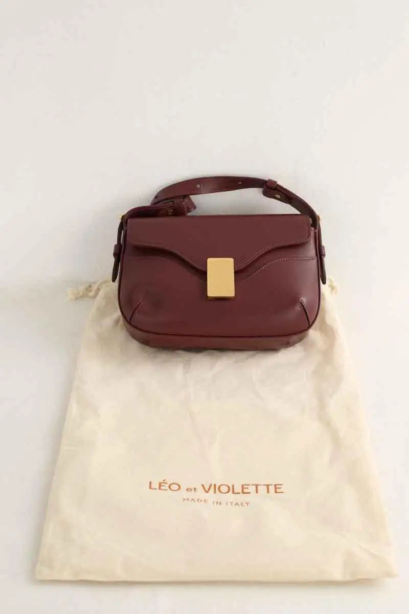 Sac à bandoulière Léo et Violette Nova mini Bordeaux en Cuir