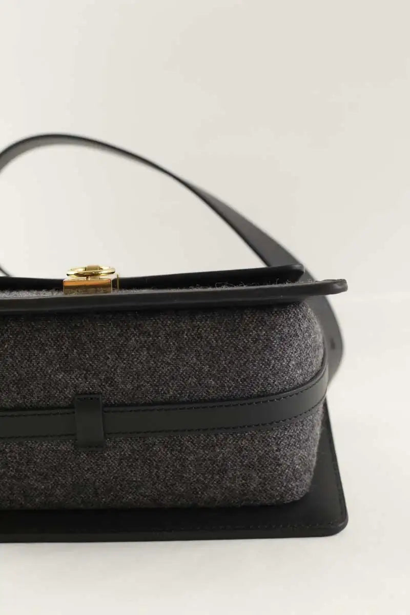 Sac à bandoulière Polène Numero Sept Anthracite en Cuir de veau façon poney