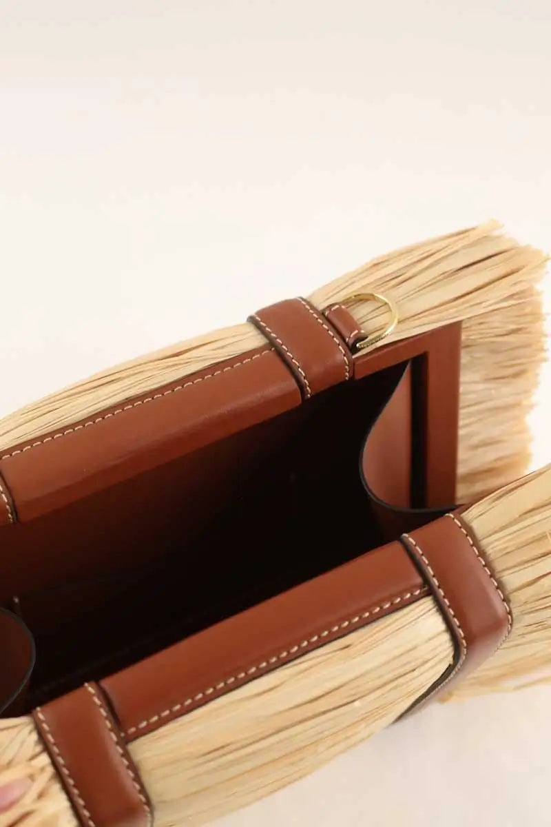 Sac à bandoulière Polène Pai Beige en Osier