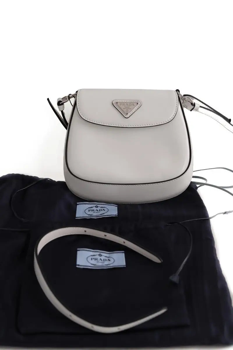 Sac à bandoulière Prada Cleo Blanc en Cuir