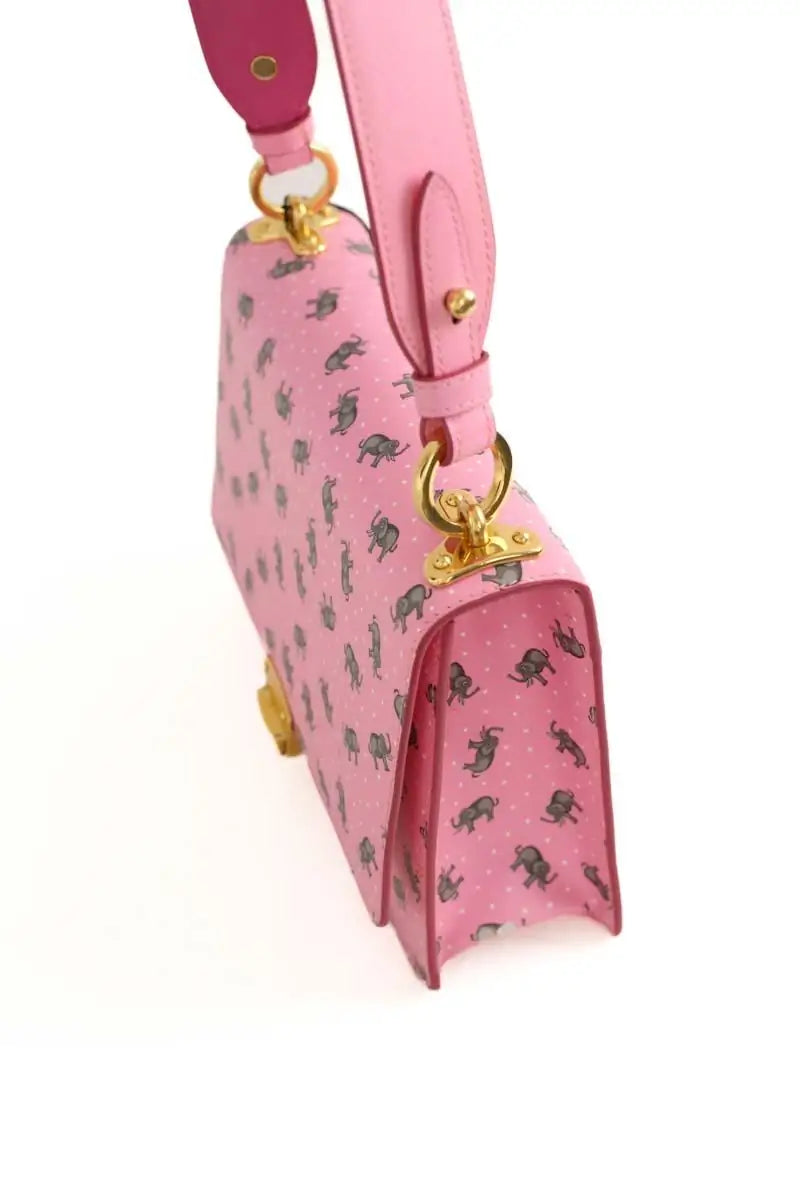 Sac à bandoulière Prada Saffiano à imprimé éléphant Rose en Cuir