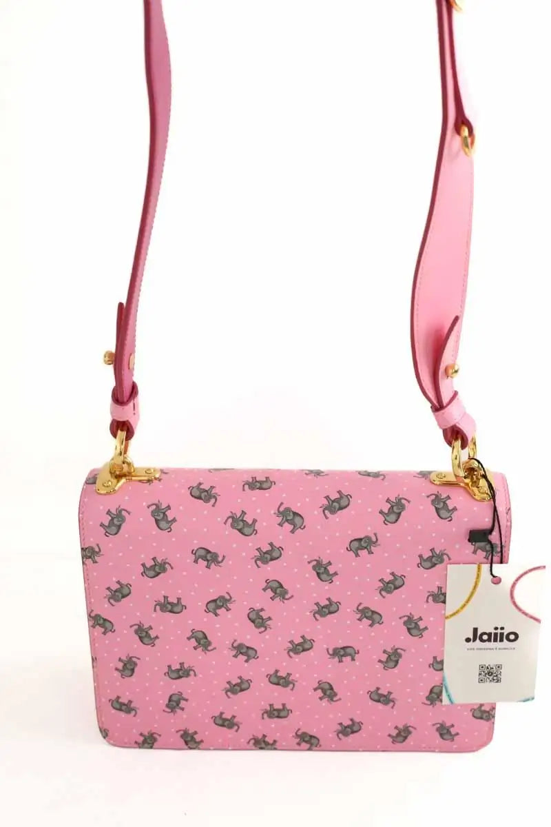 Sac à bandoulière Prada Saffiano à imprimé éléphant Rose en Cuir