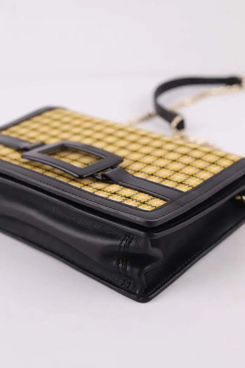 Sac à bandoulière Roger Vivier Besace Belle Voyage en laine jaune Noir en Tissu