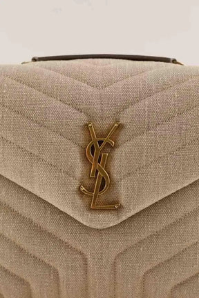 Sac à bandoulière Saint Laurent Loulou Beige en Lin