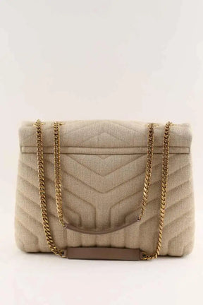 Sac à bandoulière Saint Laurent Loulou Beige en Lin