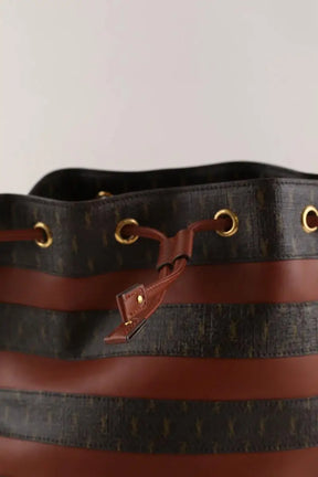 Sac à bandoulière Saint Laurent Sac seau monogramme Marron en Cuir