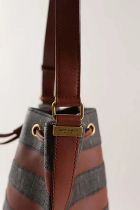 Sac à bandoulière Saint Laurent Sac seau monogramme Marron en Cuir