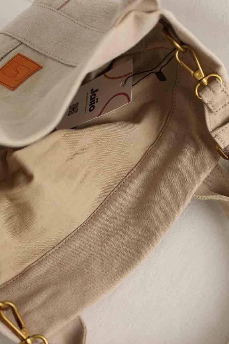 Sac à bandoulière Soeur Beige en Tissu